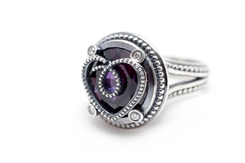 Exclusive Alexandrite Heart Ring, Oxidized Finish